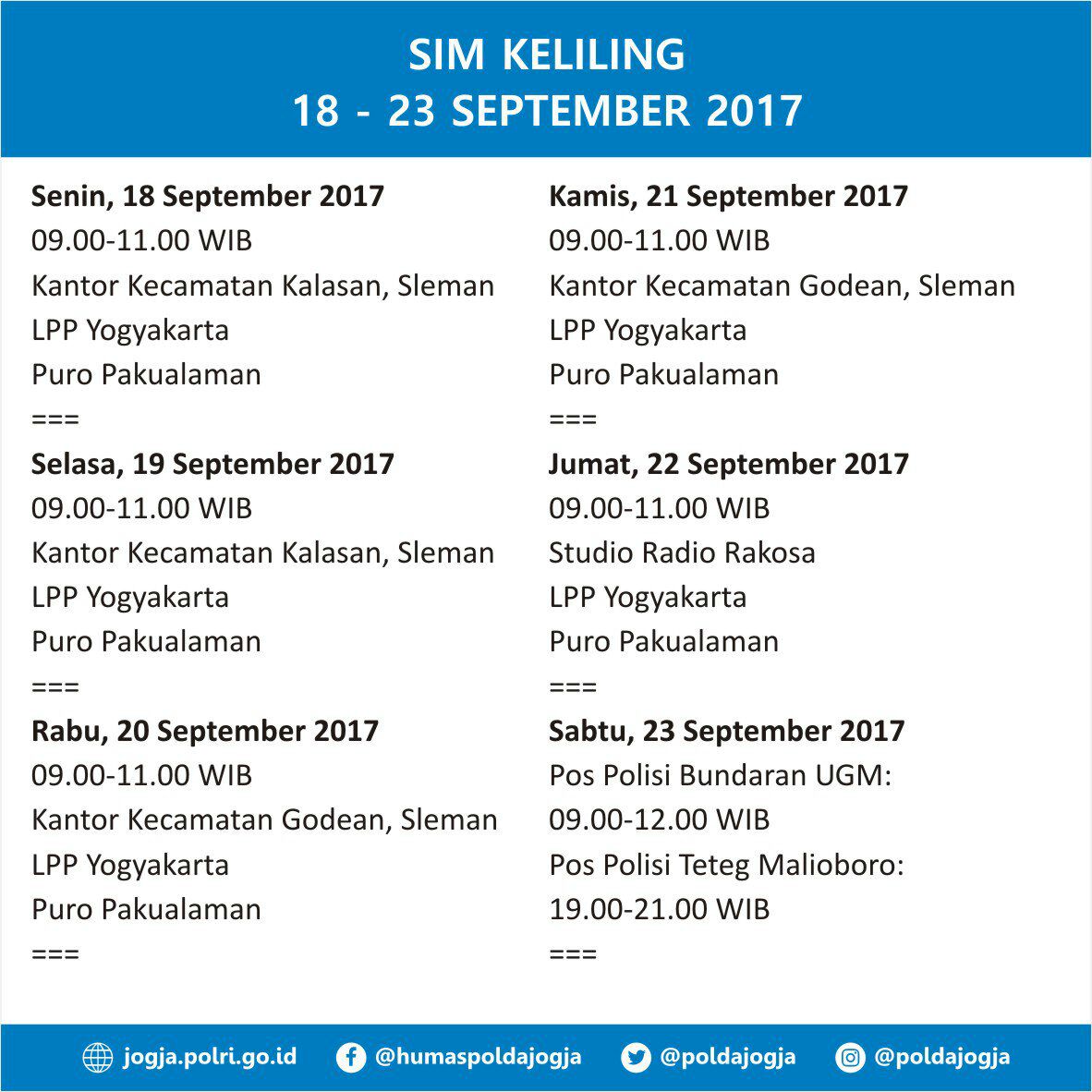 SIM keliling September 2017