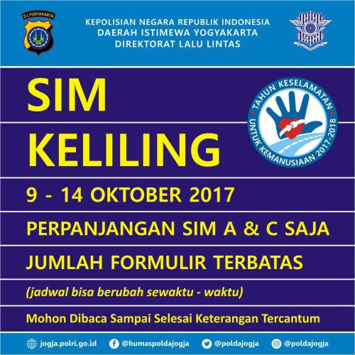 Jadwal SIM Keliling Yogyakarta Oktober 2017