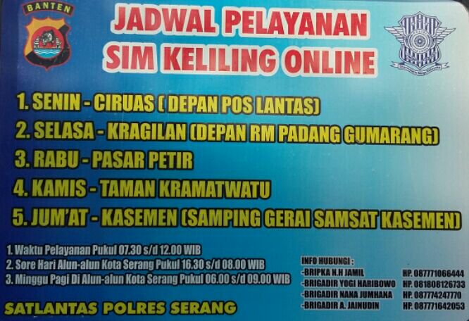 Jadwal SIM Keliling Serang 2025