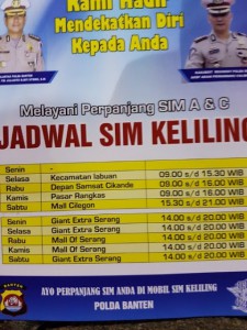 Jadwal SIM Keliling Serang Banten Mei 2025