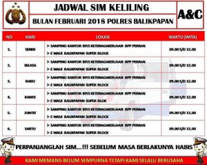 Jadwal SIM Keliling Balikpapan April 2024