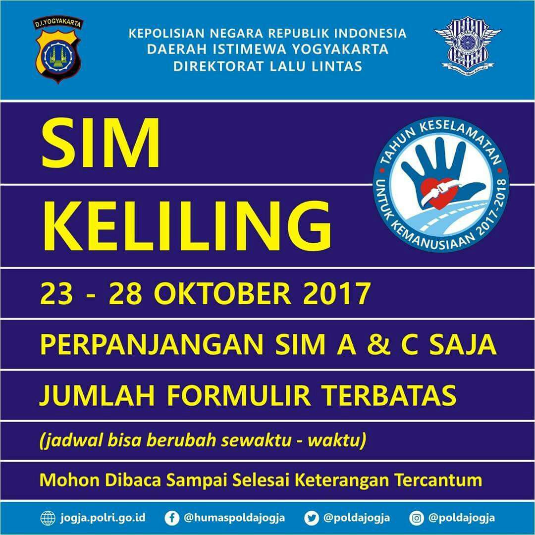 Jadwal SIM Keliling Yogyakarta 23-28 Januari 2022