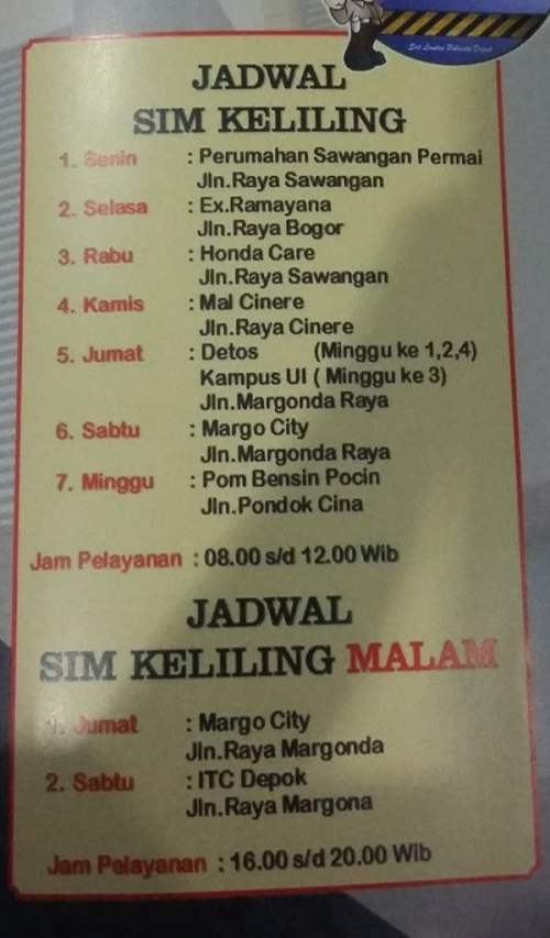 jadwal sim keliling depok Maret 2024