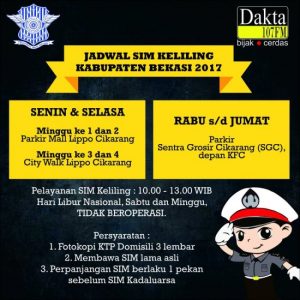 Jadwal SIM Keliling Kota Bekasi April 2024