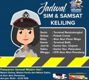 Jadwal Samsat dan SIM Keliling Pemalang Maret 2024