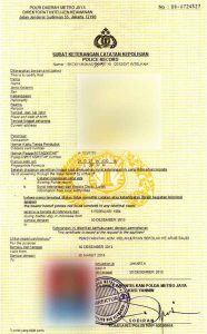 Contoh SKCK atau police record