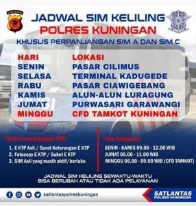 Jadwal SIM Keliling Polres Kuningan 2025