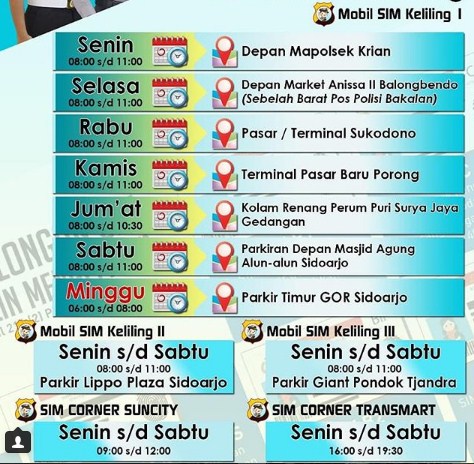 Jadwal SIM Keliling Sidoarjo Mei 2025