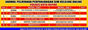 Jadwal Pelayanan Perpanjangan SIM Keliling Online Polres Kota Depok