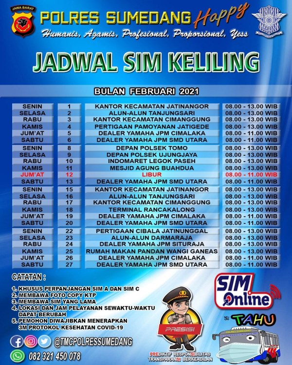 jadwal sim keliling polres Sumedang April 2024