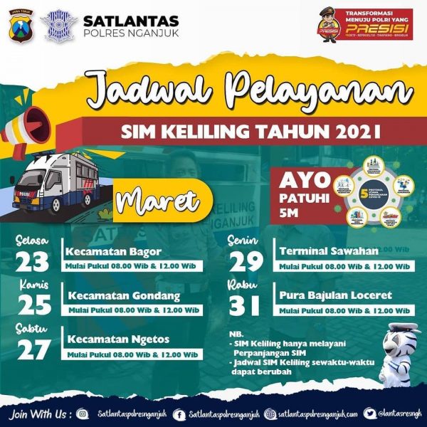 Agenda satlantas Polres Nganjuk untuk Jadwal SIM Keliling Nganjuk 2025