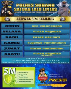 Jadwal dan lokasi SIM Keliling Polres Subang