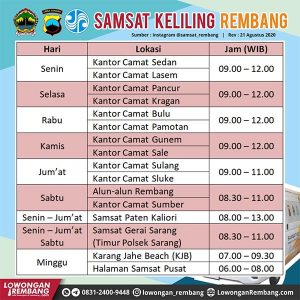 Jadwal SAMSAT Keliling Rembang