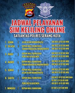 Jadwal Pelayanan SIM Keliling Online Satlantas Polres Serang Kota