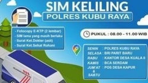 Jadwal SIM Keliling Kubu Raya 