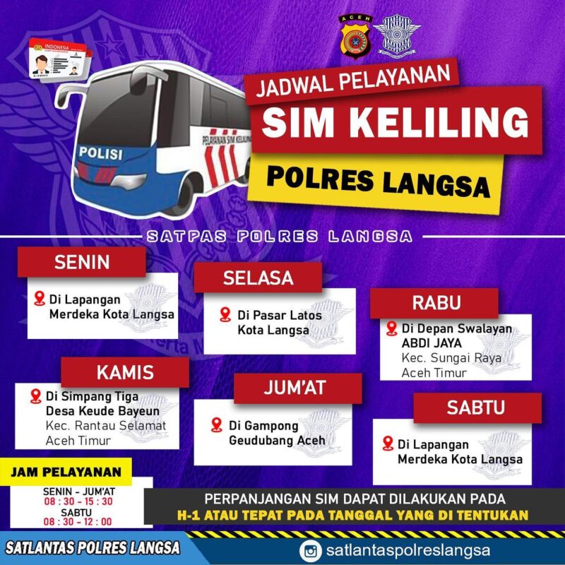 Jadwal SIM Keliling Polres Langsa