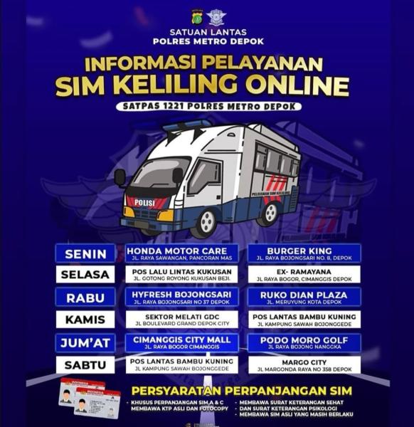 Informasi pelayanan SIM Keliling Online Polres Metro Depok